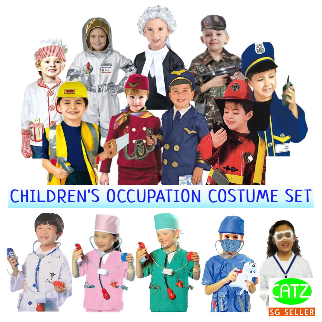 Kid&#039;s Costume Childrens School Occupation Career Day Role Play Cosplay Costume Set - CATZSG Local Seller