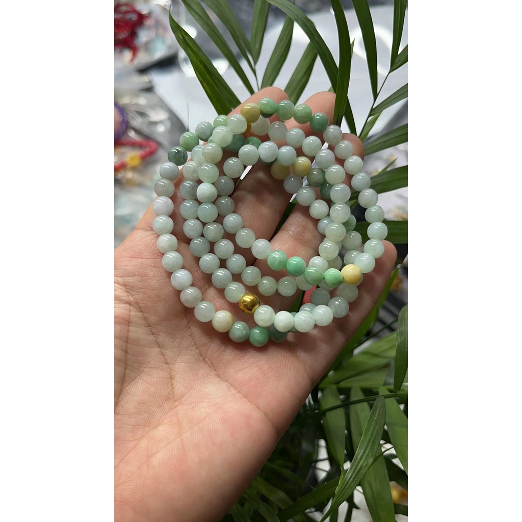 Natural Burmese Jadeite Bracelet Necklace, Weight 56.8g, 6.6mm
