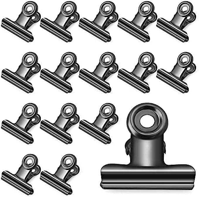 24 Pack Metal Bulldog Clips Hinge Clips,1.25 Inches Stainless Steel Bulldog Clips Round Clamps for Food Bags,Paper Organizers, Photo Wall Decoration, Art Crafts,Home and Office Supply